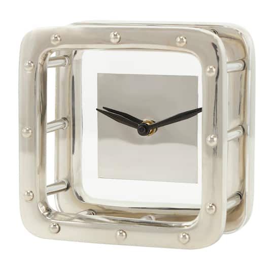 6&#x22; Silver Aluminum Geometric Dimensional Open Frame Clock